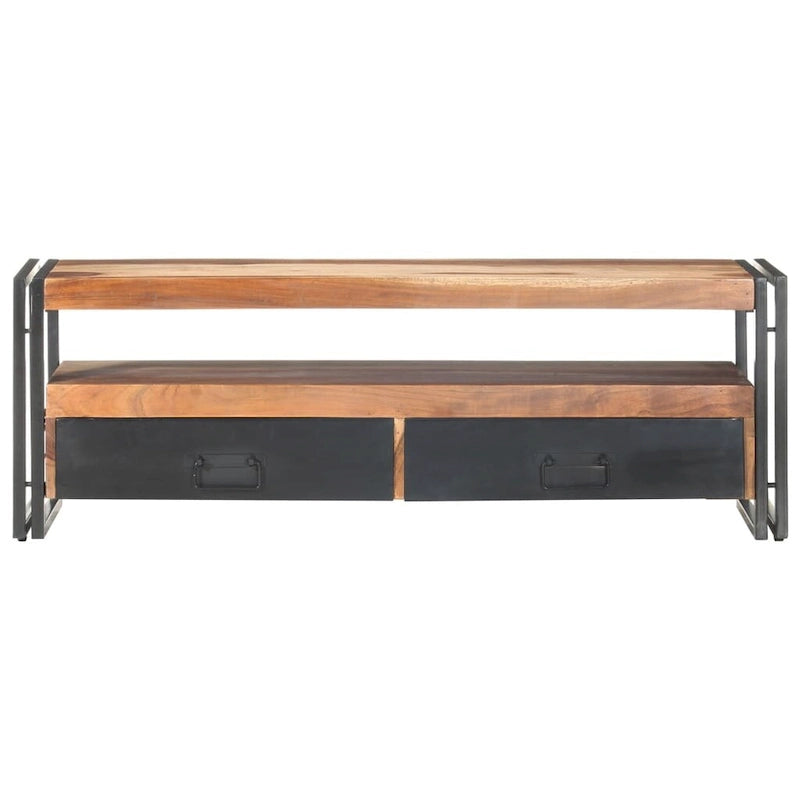 Mobile TV marrone in legno massello con 2 cassetti