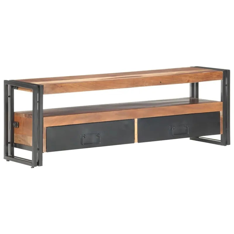 Mobile TV marrone in legno massello con 2 cassetti