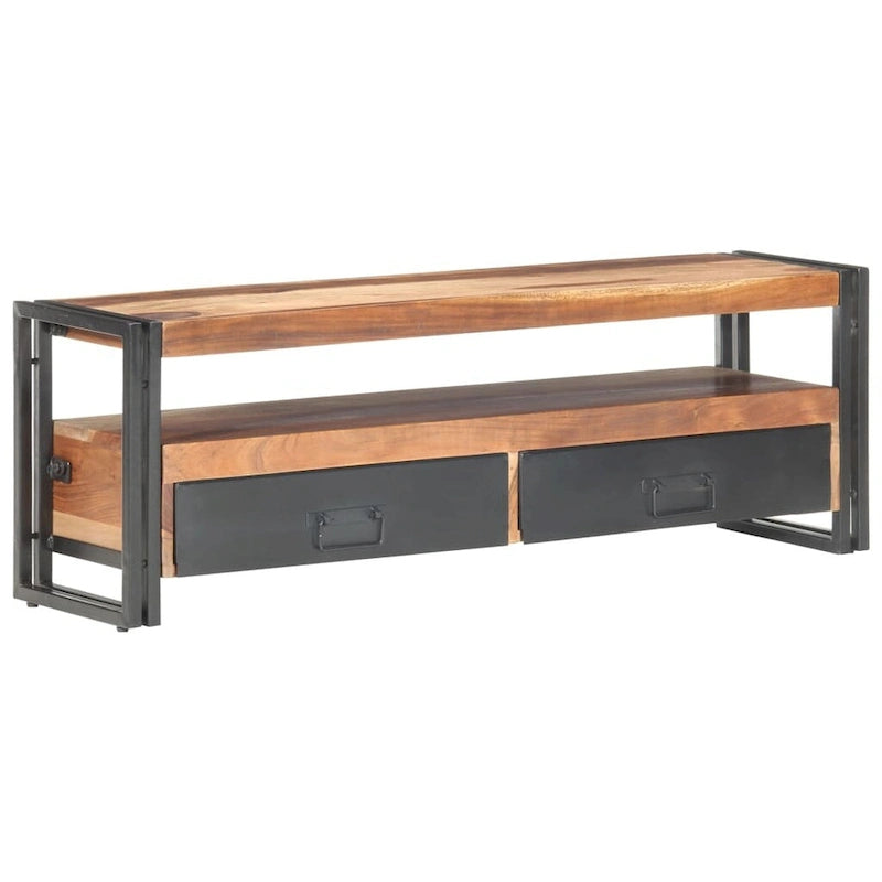 Mobile TV marrone in legno massello con 2 cassetti