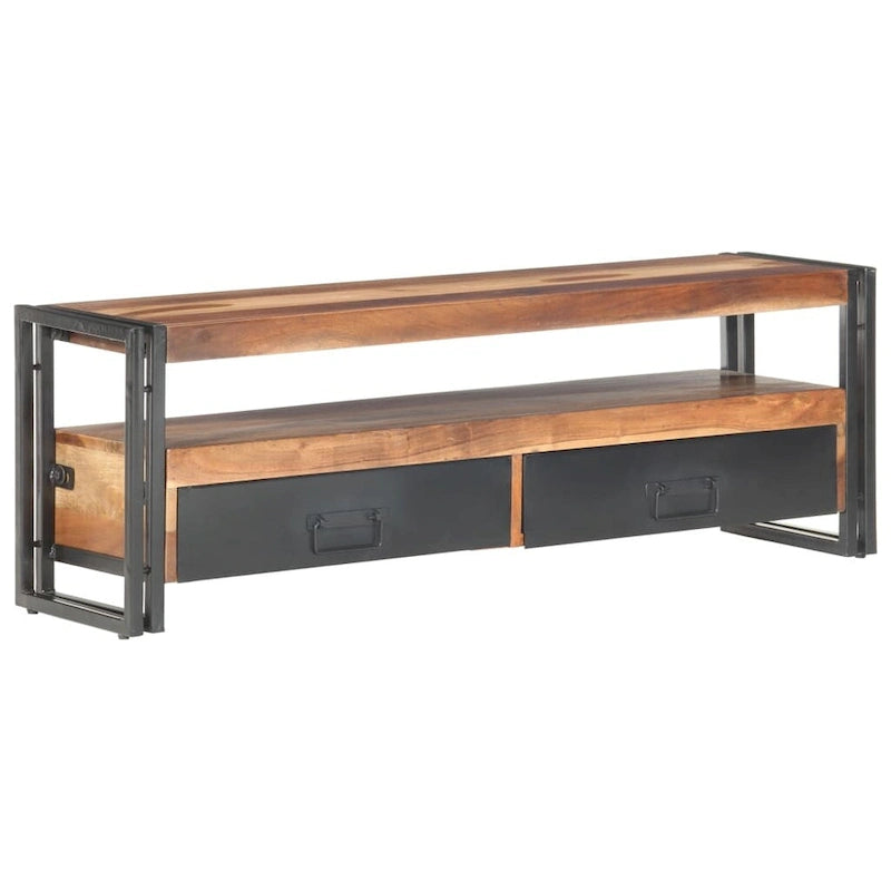 Mobile TV marrone in legno massello con 2 cassetti