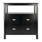 Credenza a buffet nera con contenitore, 1 anta e ripiano aperto