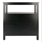 Credenza a buffet nera con contenitore, 1 anta e ripiano aperto
