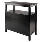 Credenza a buffet nera con contenitore, 1 anta e ripiano aperto