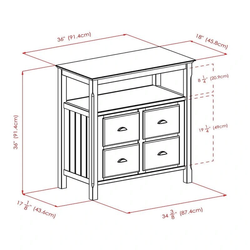 Credenza a buffet nera con contenitore, 1 anta e ripiano aperto