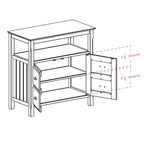 Credenza a buffet nera con contenitore, 1 anta e ripiano aperto