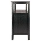 Credenza a buffet nera con contenitore, 1 anta e ripiano aperto