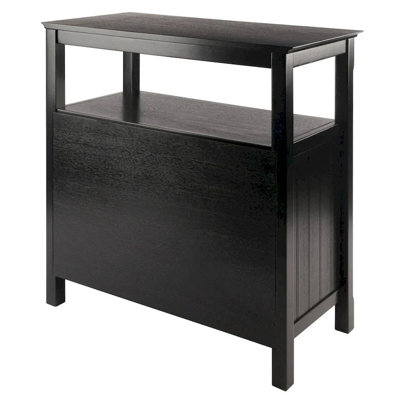 Credenza a buffet nera con contenitore, 1 anta e ripiano aperto