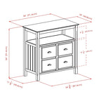 Credenza a buffet nera con contenitore, 1 anta e ripiano aperto