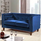Divanetto Chesterfield in velluto – Blu / Verde / Grigio / Crema, 3 posti