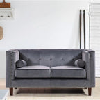 Divanetto Chesterfield in velluto – Blu / Verde / Grigio / Crema, 3 posti