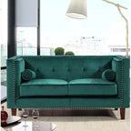 Divanetto Chesterfield in velluto – Blu / Verde / Grigio / Crema, 3 posti