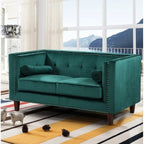 Divanetto Chesterfield in velluto – Blu / Verde / Grigio / Crema, 3 posti