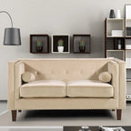 Divanetto Chesterfield in velluto – Blu / Verde / Grigio / Crema, 3 posti