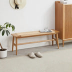 Panca in legno di quercia naturale dal design intrecciato, panca da letto, panca da ingresso, per sala da pranzo, camera da letto, bagno