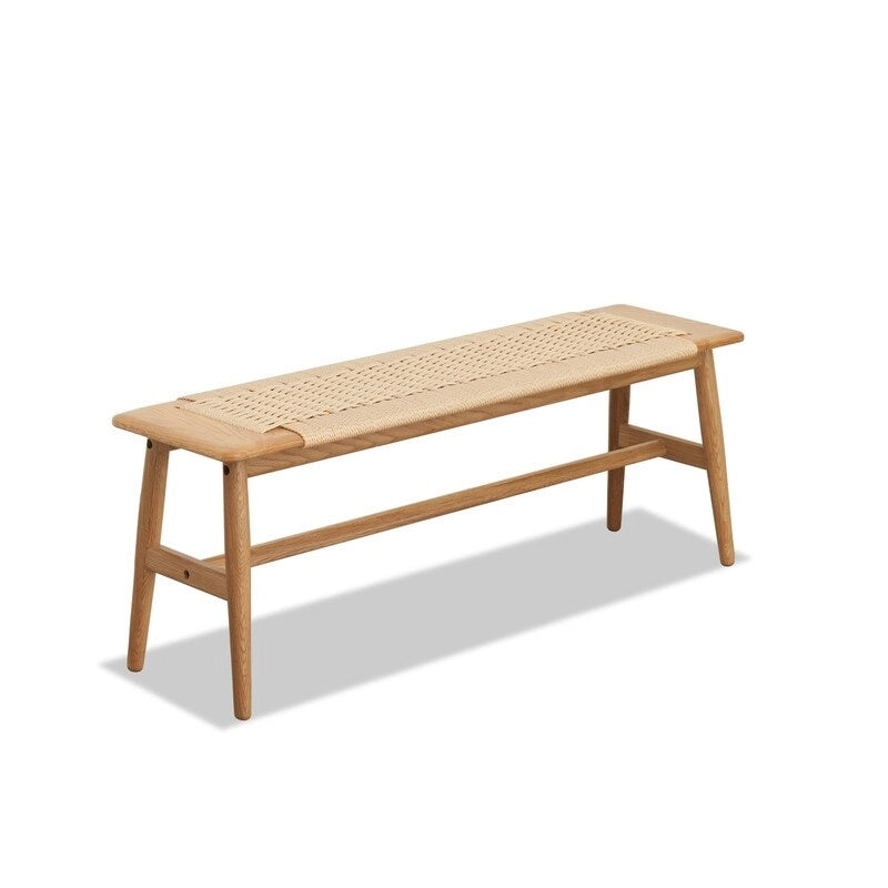Panca in legno di quercia naturale dal design intrecciato, panca da letto, panca da ingresso, per sala da pranzo, camera da letto, bagno