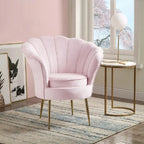 Poltrona a botte in velluto con schienale smerlato – Rosa / Grigio / Verde / Viola / Blu – Gambe dorate – 1 posto