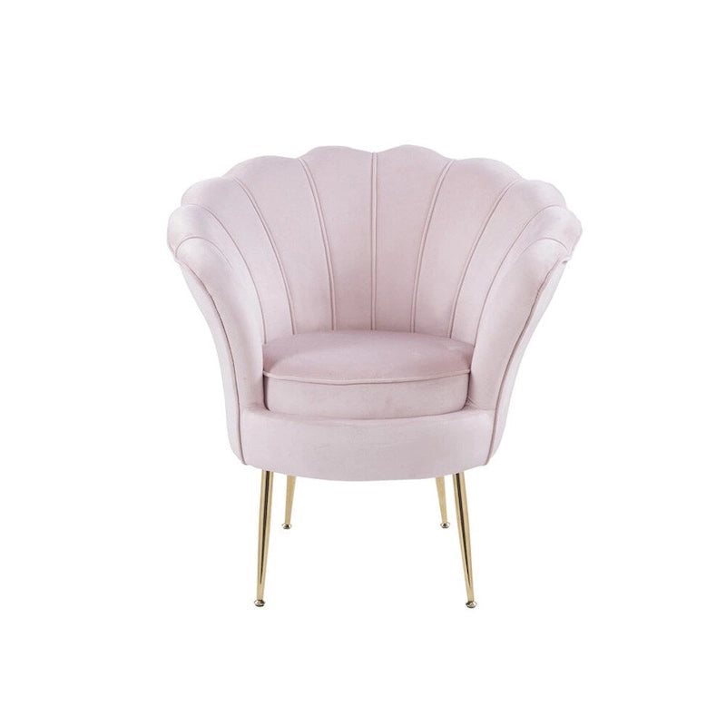 Poltrona a botte in velluto con schienale smerlato – Rosa / Grigio / Verde / Viola / Blu – Gambe dorate – 1 posto