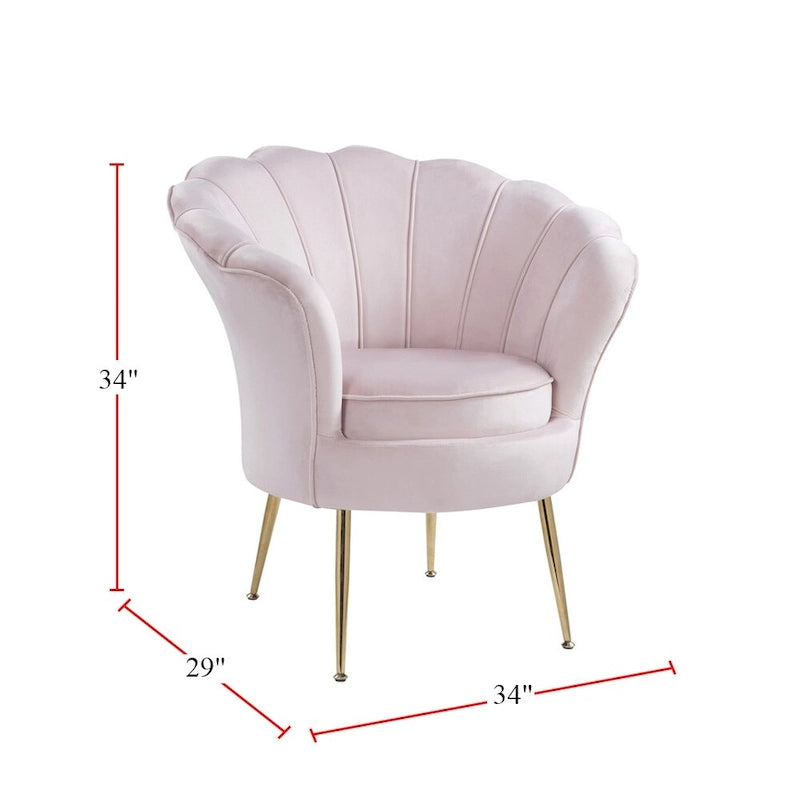 Poltrona a botte in velluto con schienale smerlato – Rosa / Grigio / Verde / Viola / Blu – Gambe dorate – 1 posto