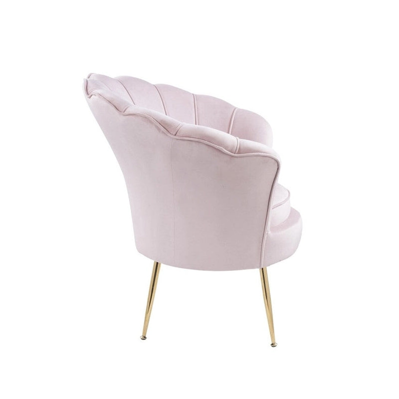 Poltrona a botte in velluto con schienale smerlato – Rosa / Grigio / Verde / Viola / Blu – Gambe dorate – 1 posto
