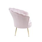 Poltrona a botte in velluto con schienale smerlato – Rosa / Grigio / Verde / Viola / Blu – Gambe dorate – 1 posto
