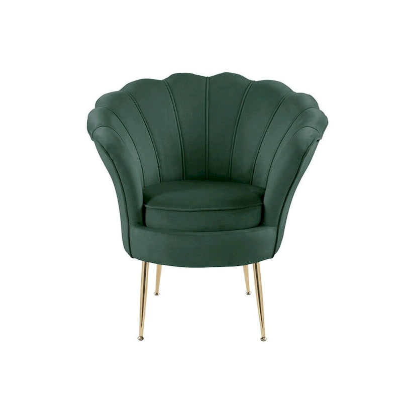 Poltrona a botte in velluto con schienale smerlato – Rosa / Grigio / Verde / Viola / Blu – Gambe dorate – 1 posto