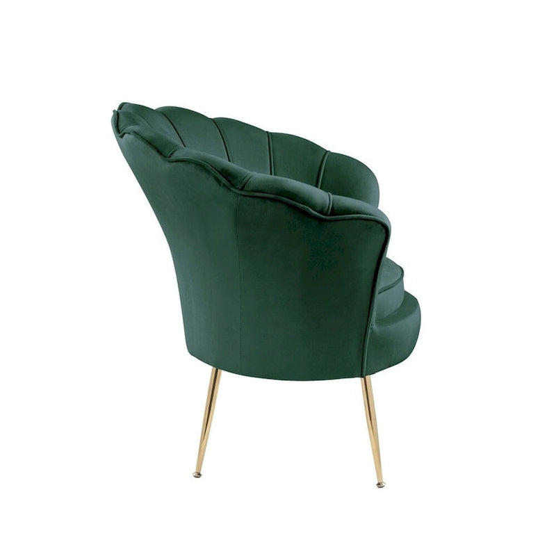 Poltrona a botte in velluto con schienale smerlato – Rosa / Grigio / Verde / Viola / Blu – Gambe dorate – 1 posto