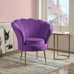 Poltrona a botte in velluto con schienale smerlato – Rosa / Grigio / Verde / Viola / Blu – Gambe dorate – 1 posto