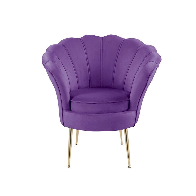 Poltrona a botte in velluto con schienale smerlato – Rosa / Grigio / Verde / Viola / Blu – Gambe dorate – 1 posto