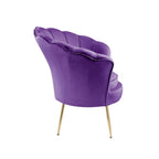 Poltrona a botte in velluto con schienale smerlato – Rosa / Grigio / Verde / Viola / Blu – Gambe dorate – 1 posto