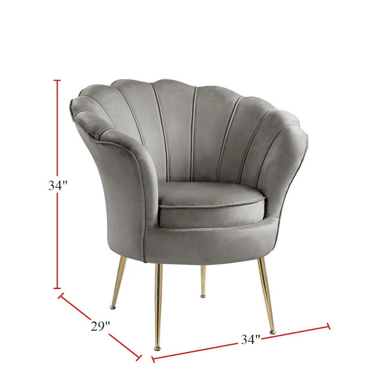 Poltrona a botte in velluto con schienale smerlato – Rosa / Grigio / Verde / Viola / Blu – Gambe dorate – 1 posto