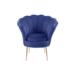 Poltrona a botte in velluto con schienale smerlato – Rosa / Grigio / Verde / Viola / Blu – Gambe dorate – 1 posto