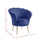 Poltrona a botte in velluto con schienale smerlato – Rosa / Grigio / Verde / Viola / Blu – Gambe dorate – 1 posto