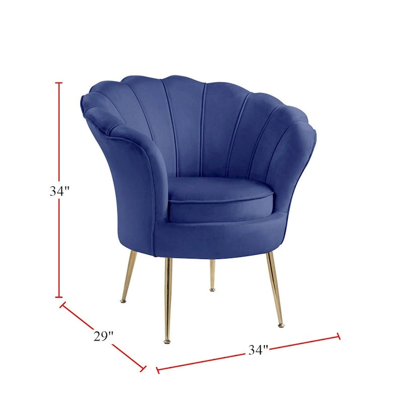 Poltrona a botte in velluto con schienale smerlato – Rosa / Grigio / Verde / Viola / Blu – Gambe dorate – 1 posto