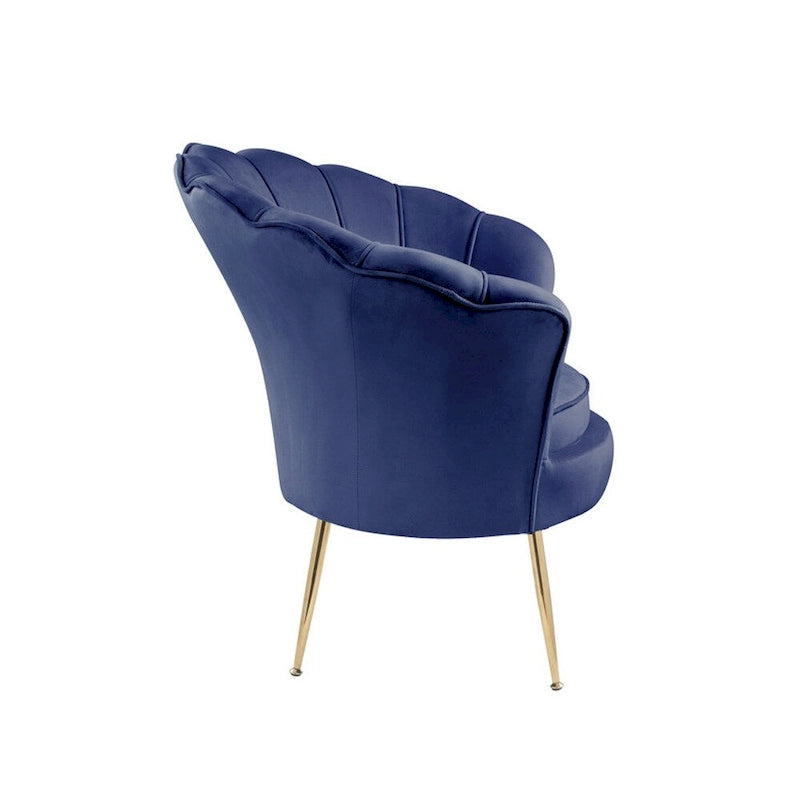 Poltrona a botte in velluto con schienale smerlato – Rosa / Grigio / Verde / Viola / Blu – Gambe dorate – 1 posto