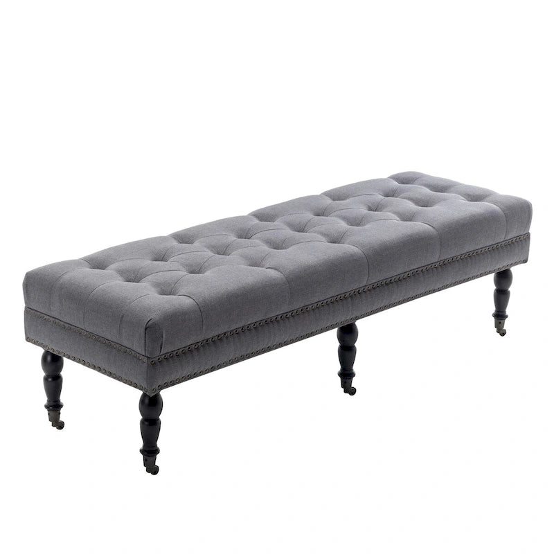Panca d'accento in tessuto grigio scuro/beige con ruote, 1 posto