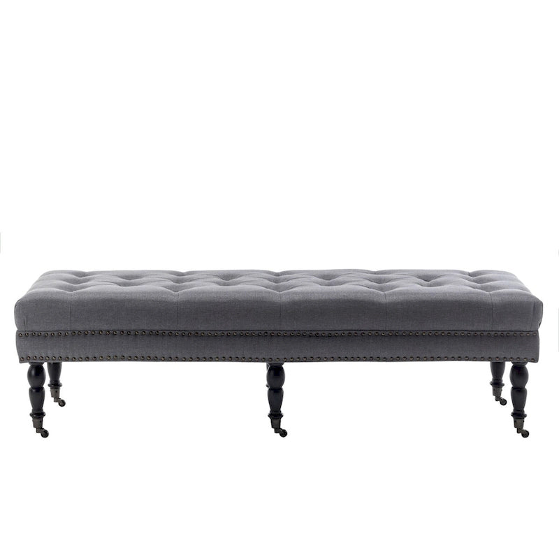 Panca d'accento in tessuto grigio scuro/beige con ruote, 1 posto
