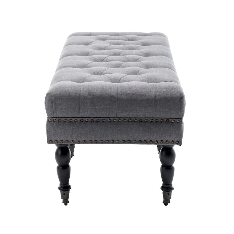 Panca d'accento in tessuto grigio scuro/beige con ruote, 1 posto