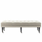 Panca d'accento in tessuto grigio scuro/beige con ruote, 1 posto