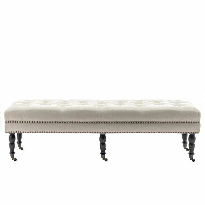 Panca d'accento in tessuto grigio scuro/beige con ruote, 1 posto