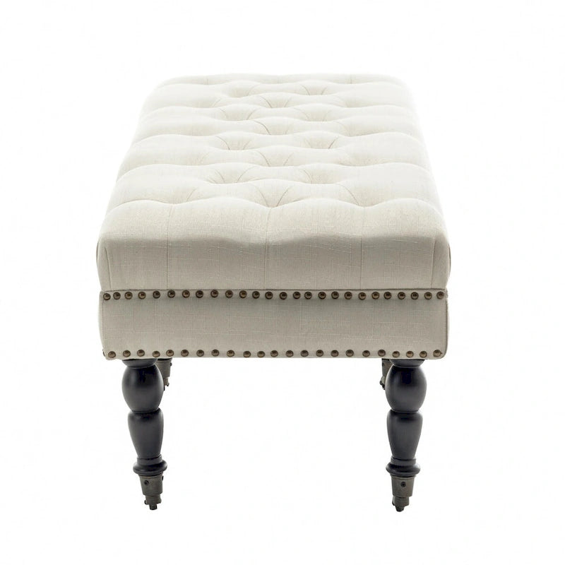 Panca d'accento in tessuto grigio scuro/beige con ruote, 1 posto