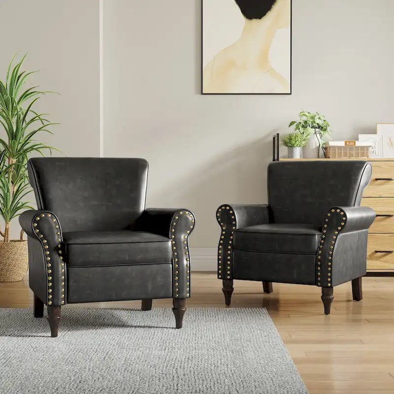 Poltrona accent in similpelle nera/marrone/grigia – Set da 2