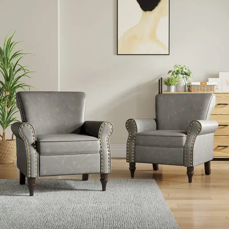 Poltrona accent in similpelle nera/marrone/grigia – Set da 2