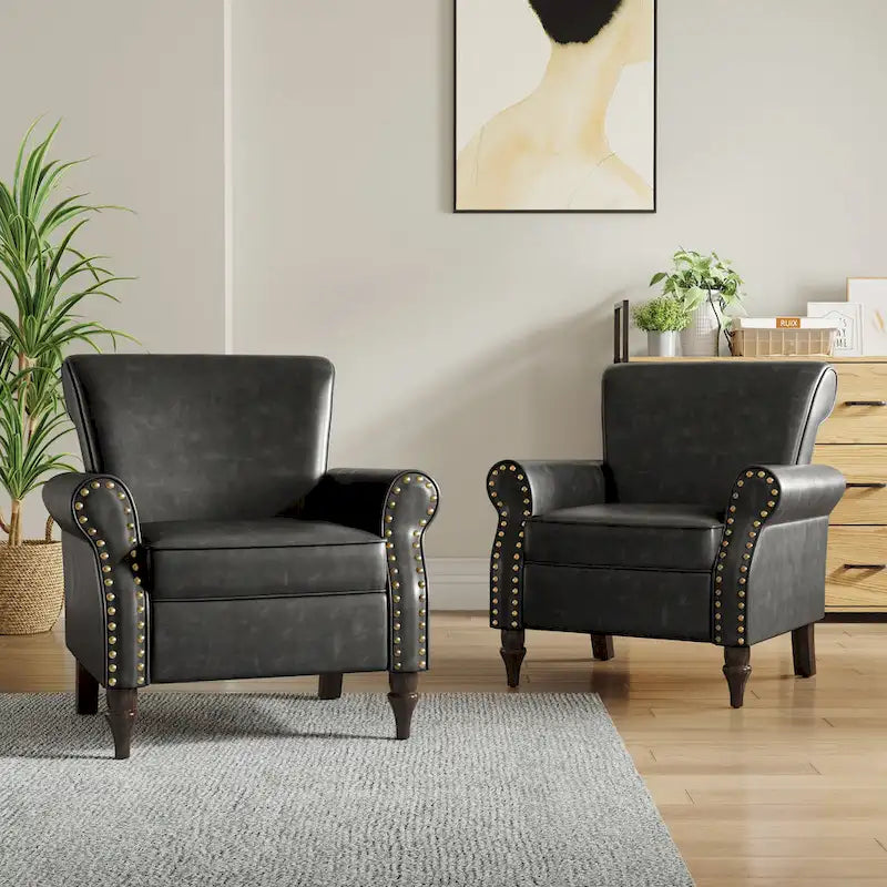 Poltrona accent in similpelle nera/marrone/grigia – Set da 2