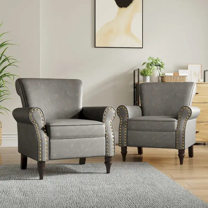 Poltrona accent in similpelle nera/marrone/grigia – Set da 2