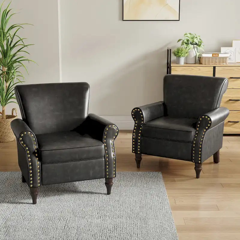 Poltrona accent in similpelle nera/marrone/grigia – Set da 2