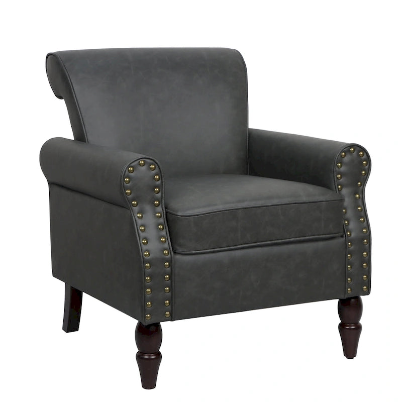 Poltrona accent in similpelle nera/marrone/grigia – Set da 2