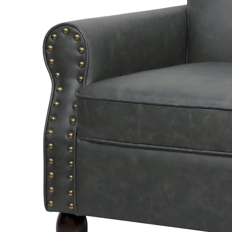 Poltrona accent in similpelle nera/marrone/grigia – Set da 2
