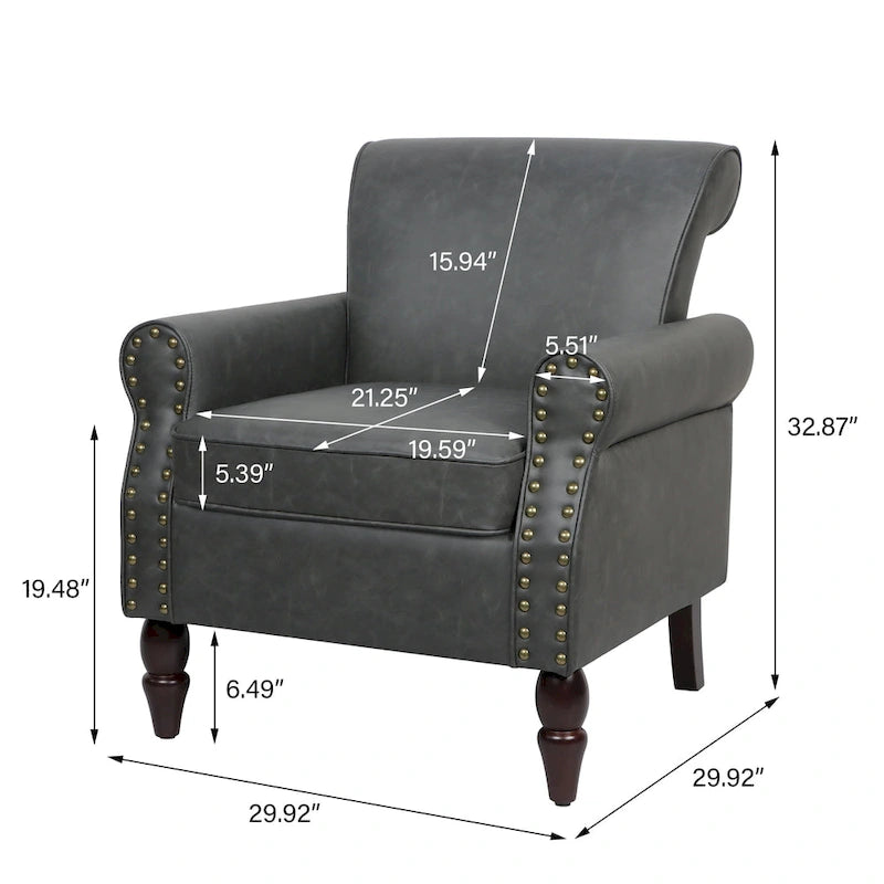 Poltrona accent in similpelle nera/marrone/grigia – Set da 2