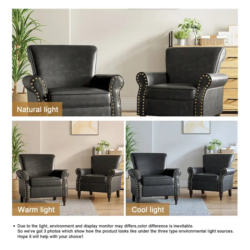 Poltrona accent in similpelle nera/marrone/grigia – Set da 2