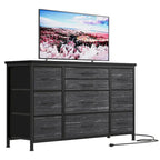 Comodino con 10 cassetti e supporto TV – Grigio scuro / Rosa / Nero / Marrone / Salice nero